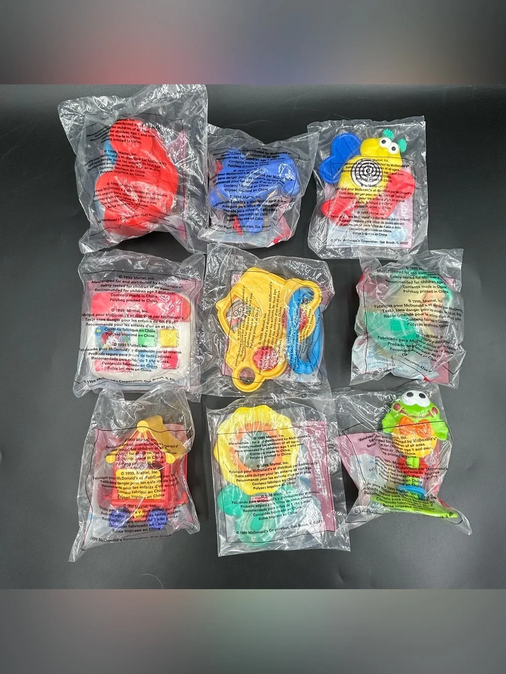 Vintage 1999 McDonalds Mattel Under 3 Happy Meal Toys Lot of 9 Sealed Retro Rare